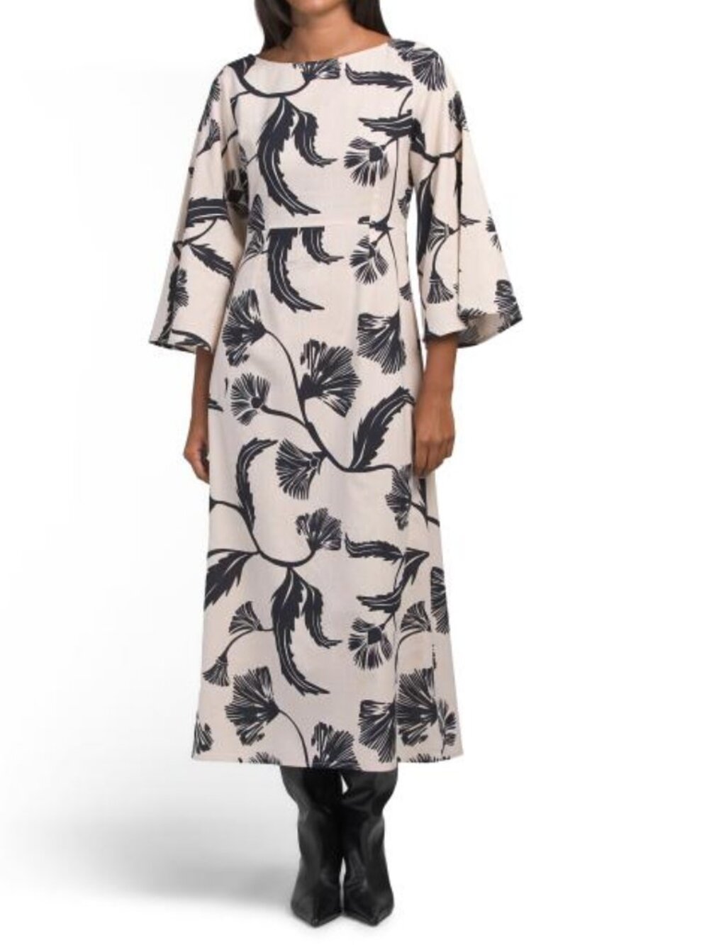 BEYOND BY VERA Linen Blend Camelia Dress
